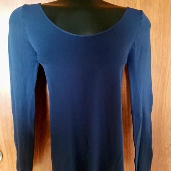 Seamless Shapewear Long Sleeve Fitted Pullover Top Navy - Picture 3 of 6